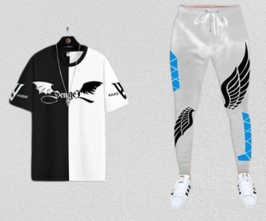 Exclusive Wings Print Mesh T-Shirt & Pant Set for Men